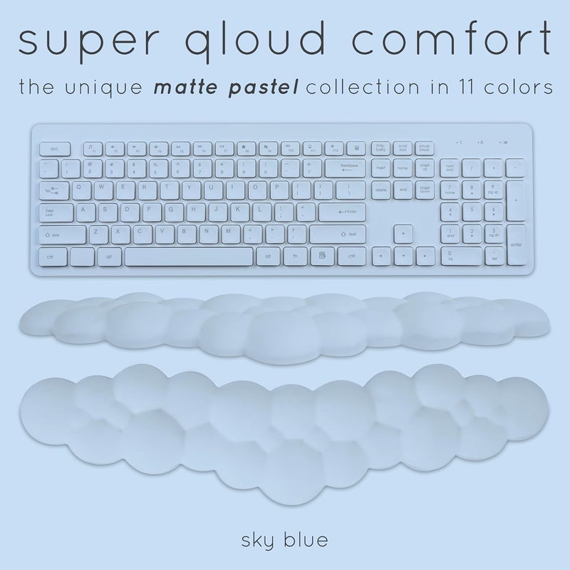 Create-ables Qloud Cloud Wrist Rest Keyboard Wrist Rest for Computer Keyboard Pad, Cloud Keyboard Wrist Rest, Wrist Pad for Keyboard, Memory Foam, Non Slip Base, Comes with Mouse Pad - Light Blue - Image 3